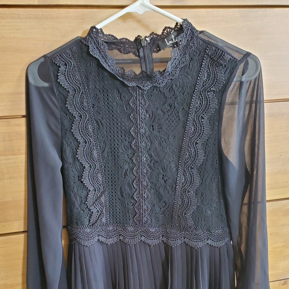 Charlisa Black Lace Skater Dress